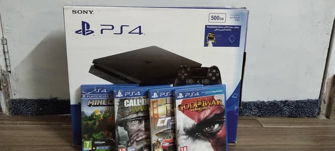 PS4 slim jet black along with games