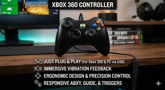 Xbox 360 wired controller no Bluetooth for PC laptop and Xbox 360