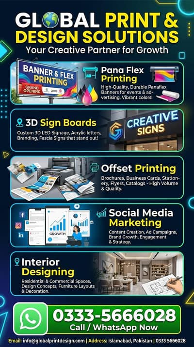 3D sign boards and Pana flex printing