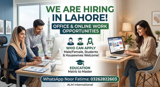 line work jobs available for -male female student housewife lahore