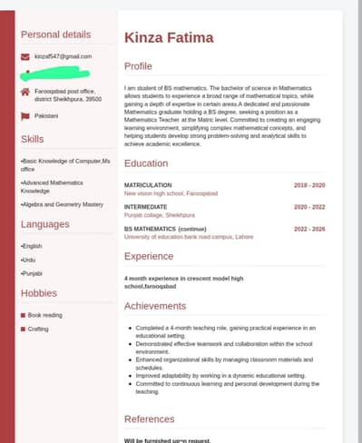 Qualified Female Home Tutor for Mathematics (Primary to Matric)