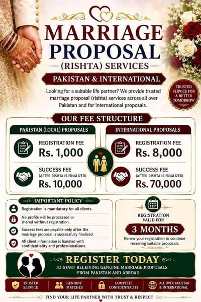 Marriage Proposal (Rishta) Services – Pakistan & International