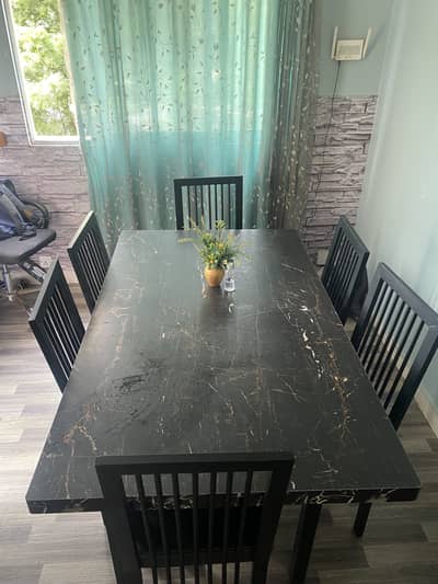 Wooden top Dining table 6 chairs