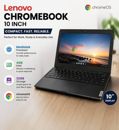 Lenovo Chromebook 10 inches mediaTek processor 4GB RAM 32GB storage