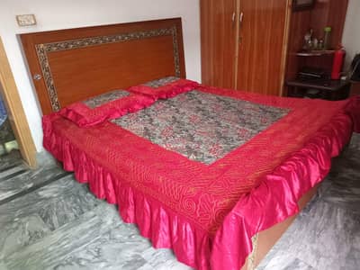 wooden bed with one side table mattress is not include