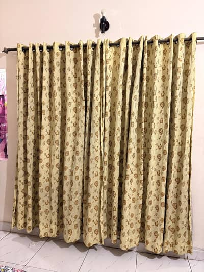Heavy Fabric Window Curtains – Cream & Brown