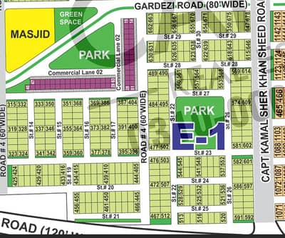 10 Marla Hot Location Plot in E-1 Sector | Plot #. . . . | back to big Park & Main Road
