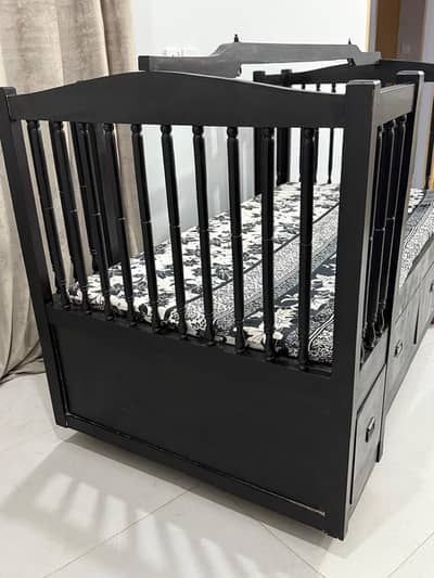 Premium Solid Wood Baby Cot with Drawers | Convertible Baby Bed