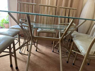 Elegant 8-Seater Glass Dining Table - Recently Refurbished