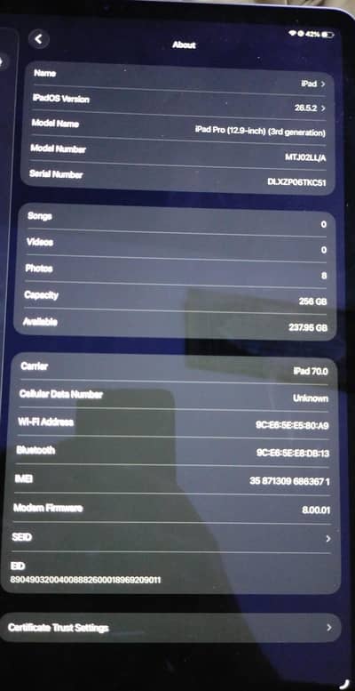 ipad pro 3rd generation for sale with original charger 256 GB