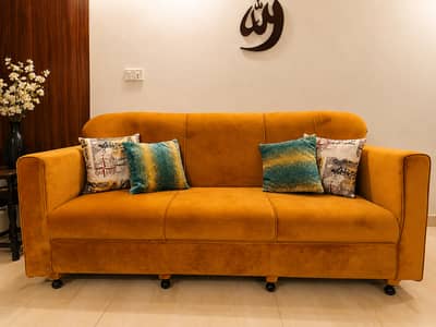 3 Seater Orange Sofa