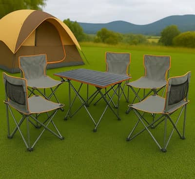 Imported New Foldable Chair And Table Set - 5 Chair and 1 Table