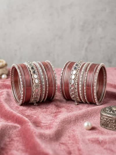 shiny bangles in pink 
