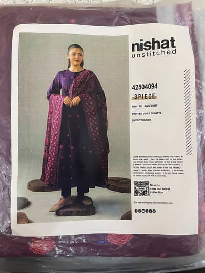 Nishat 3 Piece Unstitched original Lawn Printed Lawn