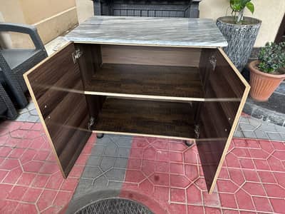 Ironing Table with Marble Top & Spacious Storage Compartments