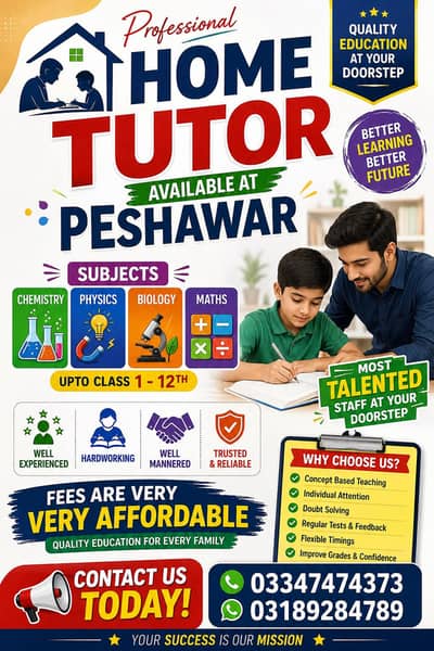 home tutor available at peshawar