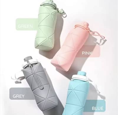 Foldable Silicone Water Bottle 600ML RANDOM COLOURS