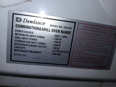 Dawlance microwave with Gril Dw-391