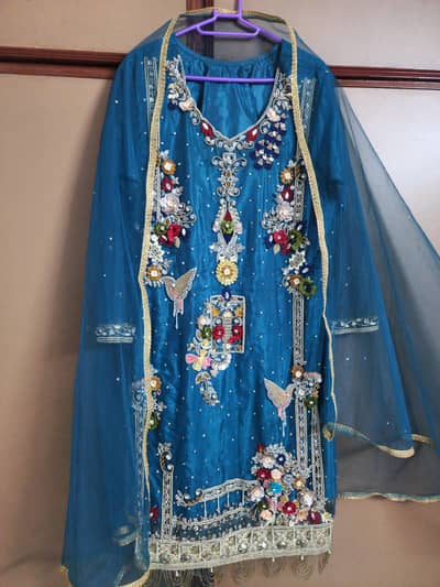 kataan Silk jewelry Emb Event wear 3 pcs suit