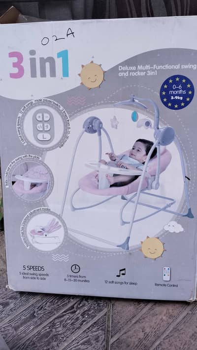 Baby swing, rocker and bouncer 3 in 1