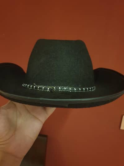 Black Grey Cowboy Hat  (One Size Fits All) (Fits Both Men and Kid)