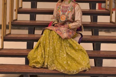 three piece mehndi bridal dress
