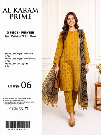 Al Karam Prime Lawn 3 Piece Unstitched Suit