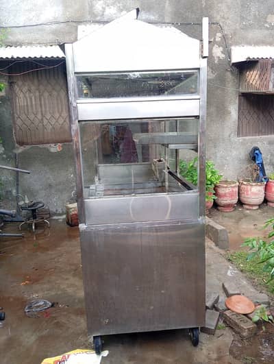 Stainless Steel Fast Food Counter with Hot Plate & Glass Display
