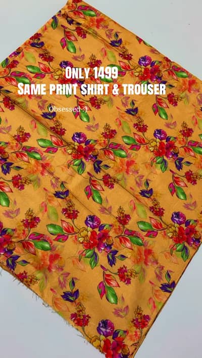 Linen 2 piece suit with print trouser