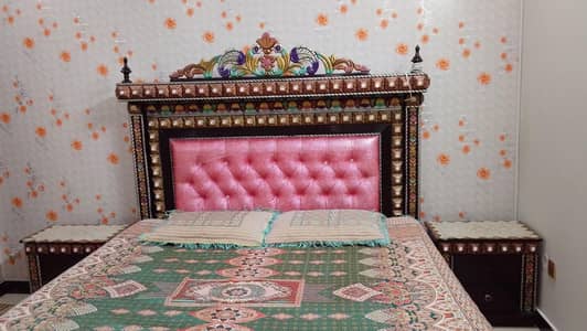 King size bed with side tables and dressing ( without mattress (
