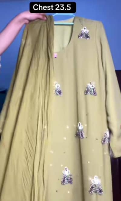 Preloved 3PC Silk Net Chiffon Embroidered Suits