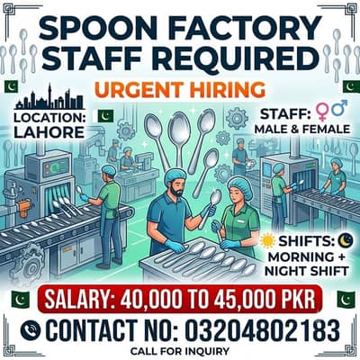 Spoon Factory staff required Packing job urgent hiring male female job