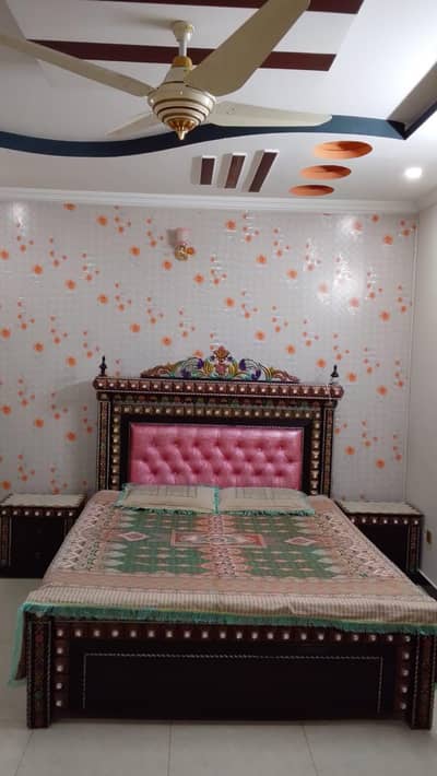 Kind size bed with side tables and dressing (without mattress)