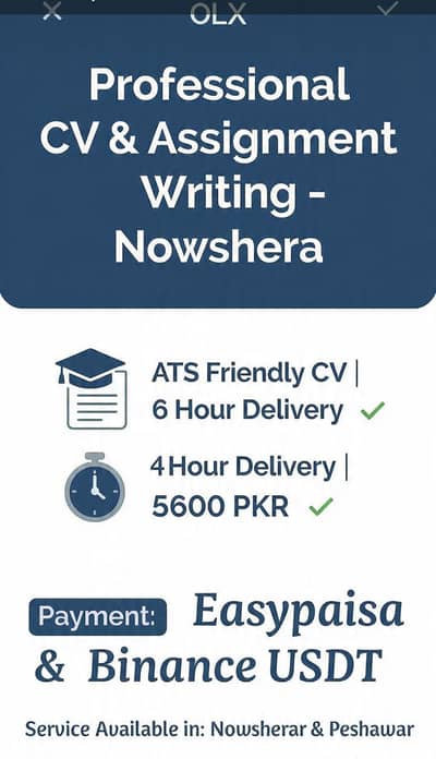Professional CV & Assignment Writing - Nowshera | 6 Hour Delivery