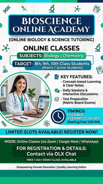Online Biology & Chemistry Tutor for 8th, 9th & 10th Class (BioScienc