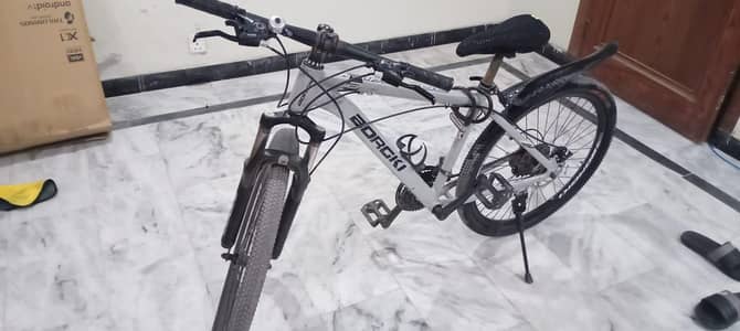Borgki Mountain bike with 7 rear gears and 3 fornt gears.