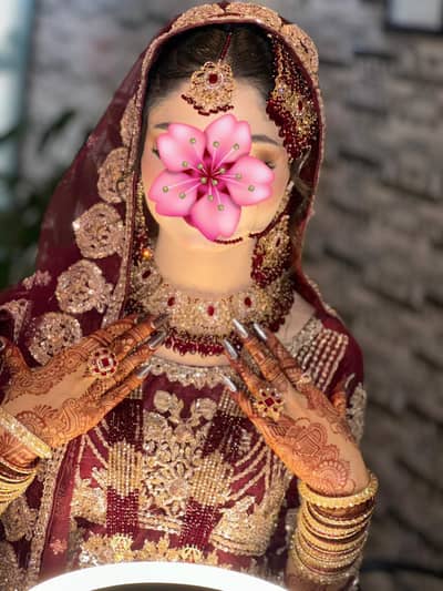 Bridal Maroon Heavy Embroidered Lehenga | Used Once | Complete 3 Piece