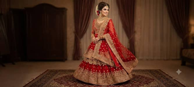 red barat bridal lahenga heavy zari work original 50 k