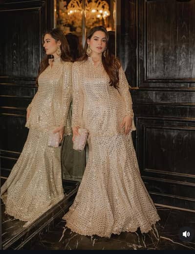 Minal Khan Inspired Unstitched Sequin Frock Fabric