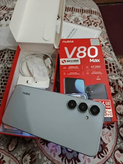 ZTE Nubia V80 max 8+12/256 gb  complete box warranty 11 months