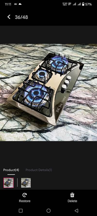 Three burner stove condition 10 by 10 automatic hai