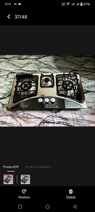 Three burner stove condition 10 by 10 automatic hai