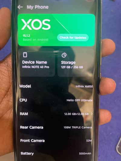 Infinix Note 40 Pro 12+12/256 exchange possible samsung s22 ultra
