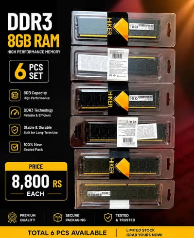 Brand New DDR3 8GB Desktop RAM – Rs. 8800 Each