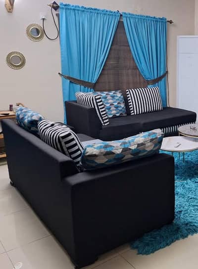 6-Seater L-Shaped Lounge Sofa Set with 6 Cushions