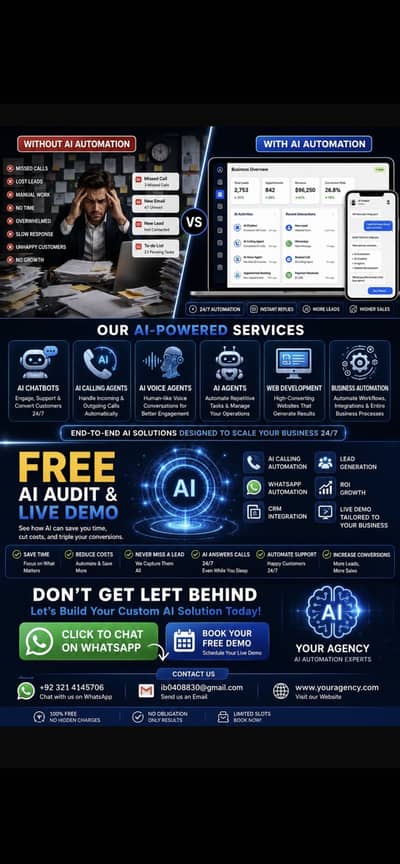 Ai automation,chatbots,Ai agents available and website developer