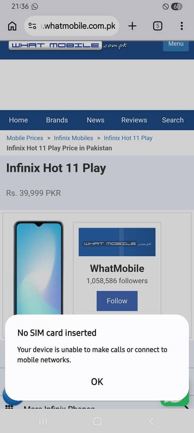 infinix  hot 11 play with box  exchange possible