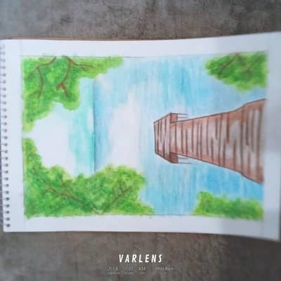 Handmade Nature Landscape Drawing – Colored Pencil Art (A4 Size)