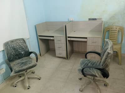 4 Office Chairs + 4 Premium UV Sheet Office Tables
