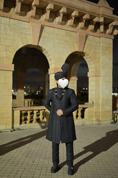 Premium Black Designer Sherwani Set